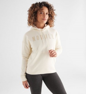 Women NOBULL Hoodie Ivory | WVUEF-6819