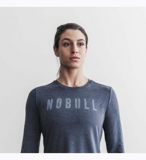 Women NOBULL Long Sleeve T-Shirt Navy | UAJML-4380