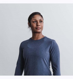 Women NOBULL Long Sleeve T-Shirt Navy | YCRZP-4712