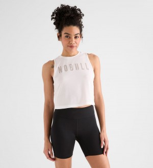 Women NOBULL Muscle Tanks White | EFQAB-9342