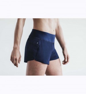 Women NOBULL Pace 3" Shorts Navy | GDKSN-2367