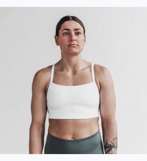 Women NOBULL Sleek V-Back (A-C) Sports Bra White | UZGDE-9684