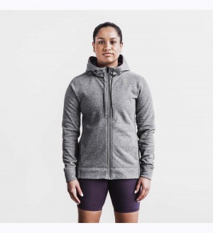 Women NOBULL Zip-Up Jacket Heather Grey | QXPAD-1290