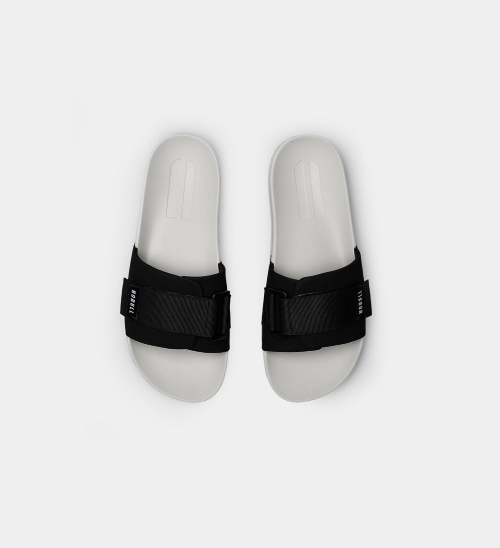 Men NOBULL Adjustable Slides Black Ivory | ETCWR-4017