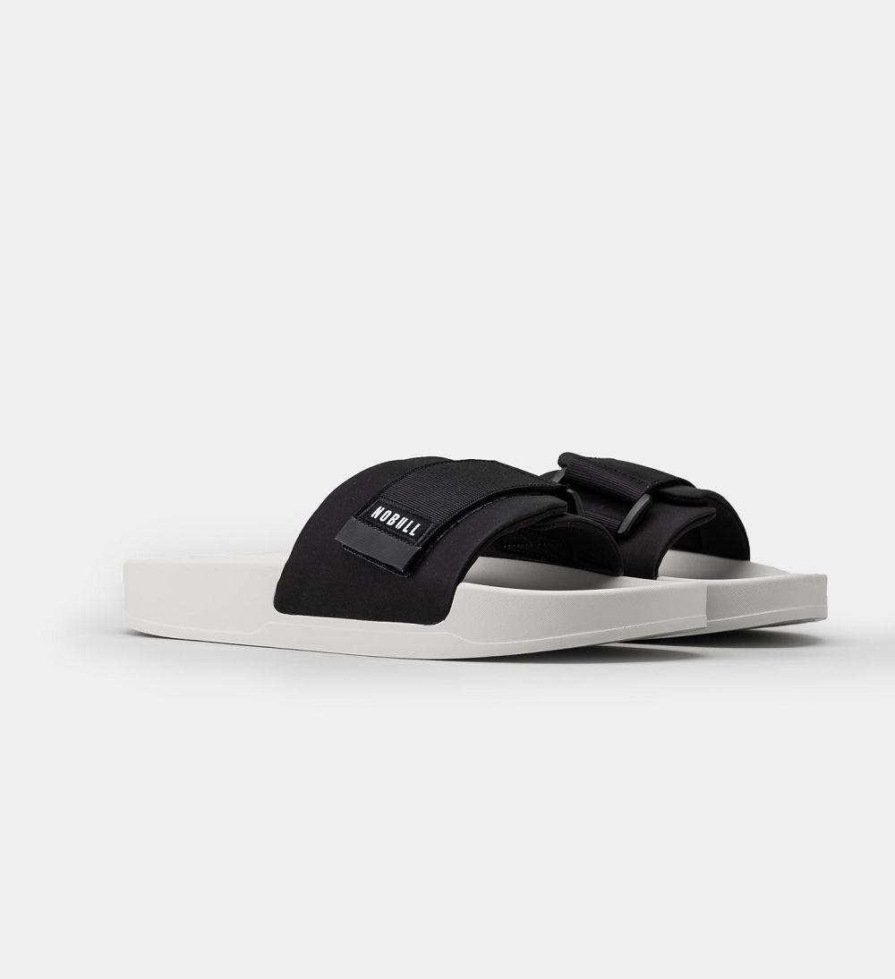 Men NOBULL Adjustable Slides Black Ivory | ETCWR-4017