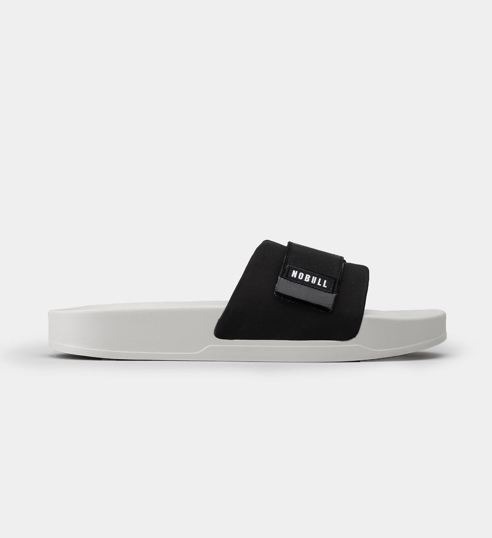 Men NOBULL Adjustable Slides Black Ivory | ETCWR-4017