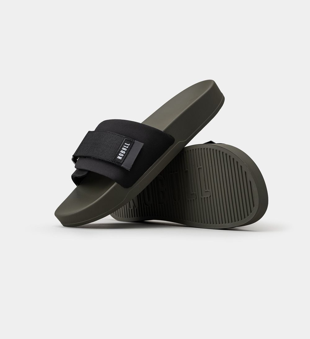 Men NOBULL Adjustable Slides Black Ivy | SWQOI-6241