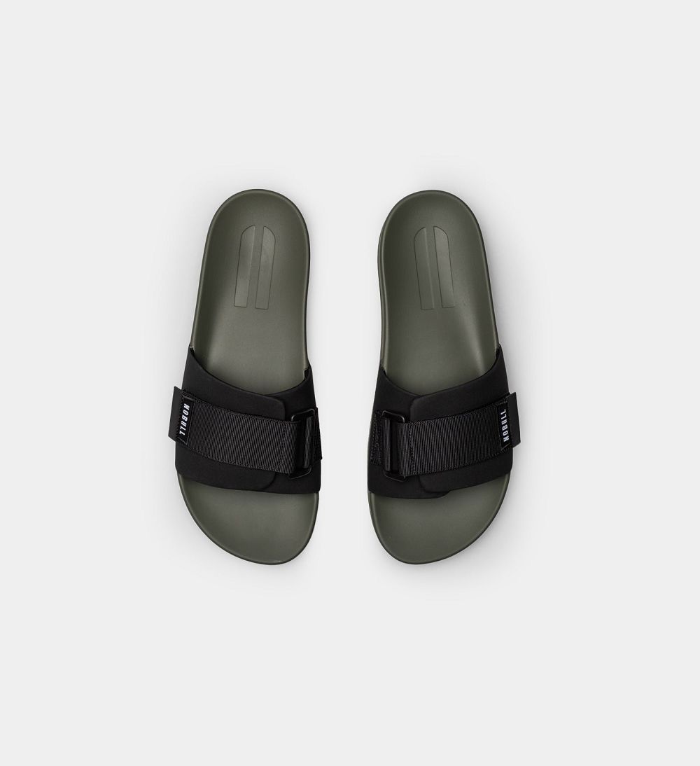 Men NOBULL Adjustable Slides Black Ivy | SWQOI-6241