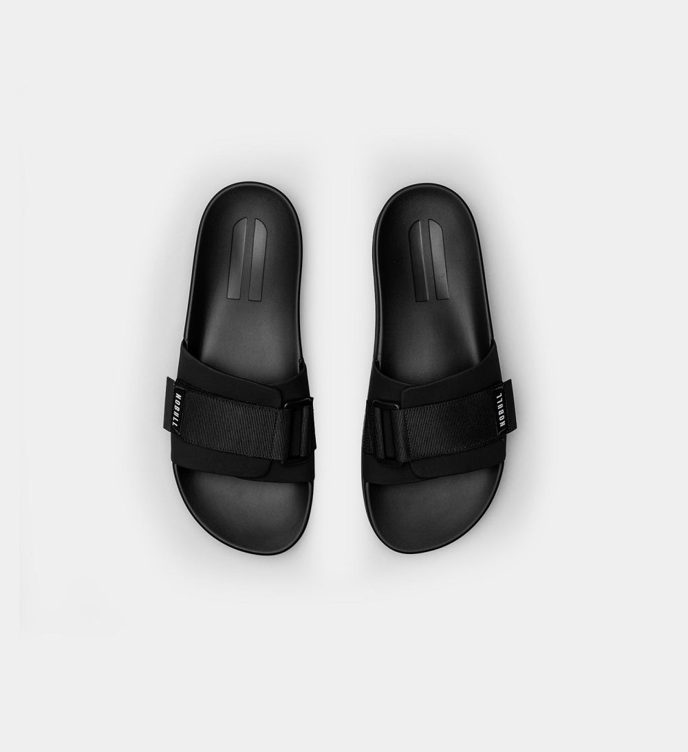 Men NOBULL Adjustable Slides Black | SYUVP-3789