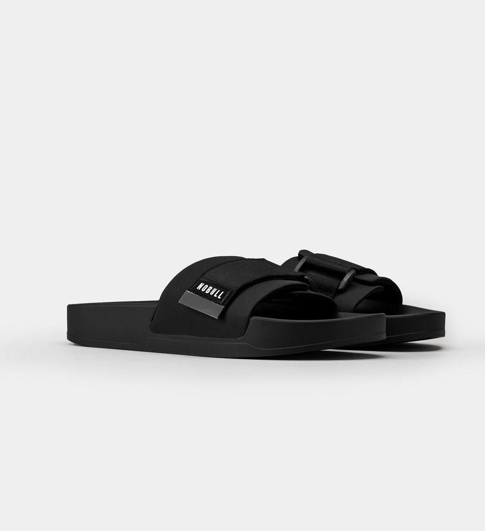 Men NOBULL Adjustable Slides Black | SYUVP-3789