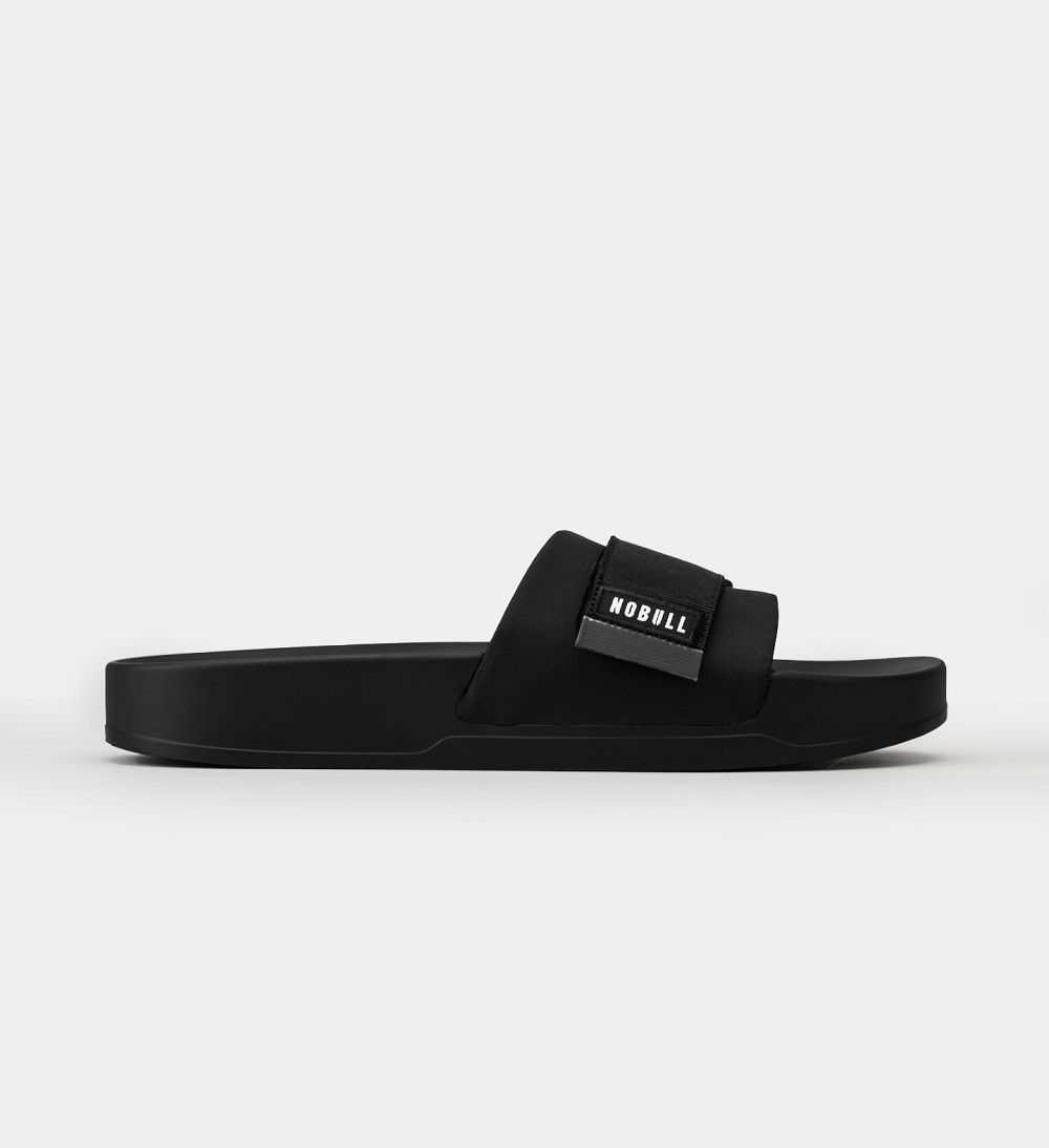 Men NOBULL Adjustable Slides Black | SYUVP-3789