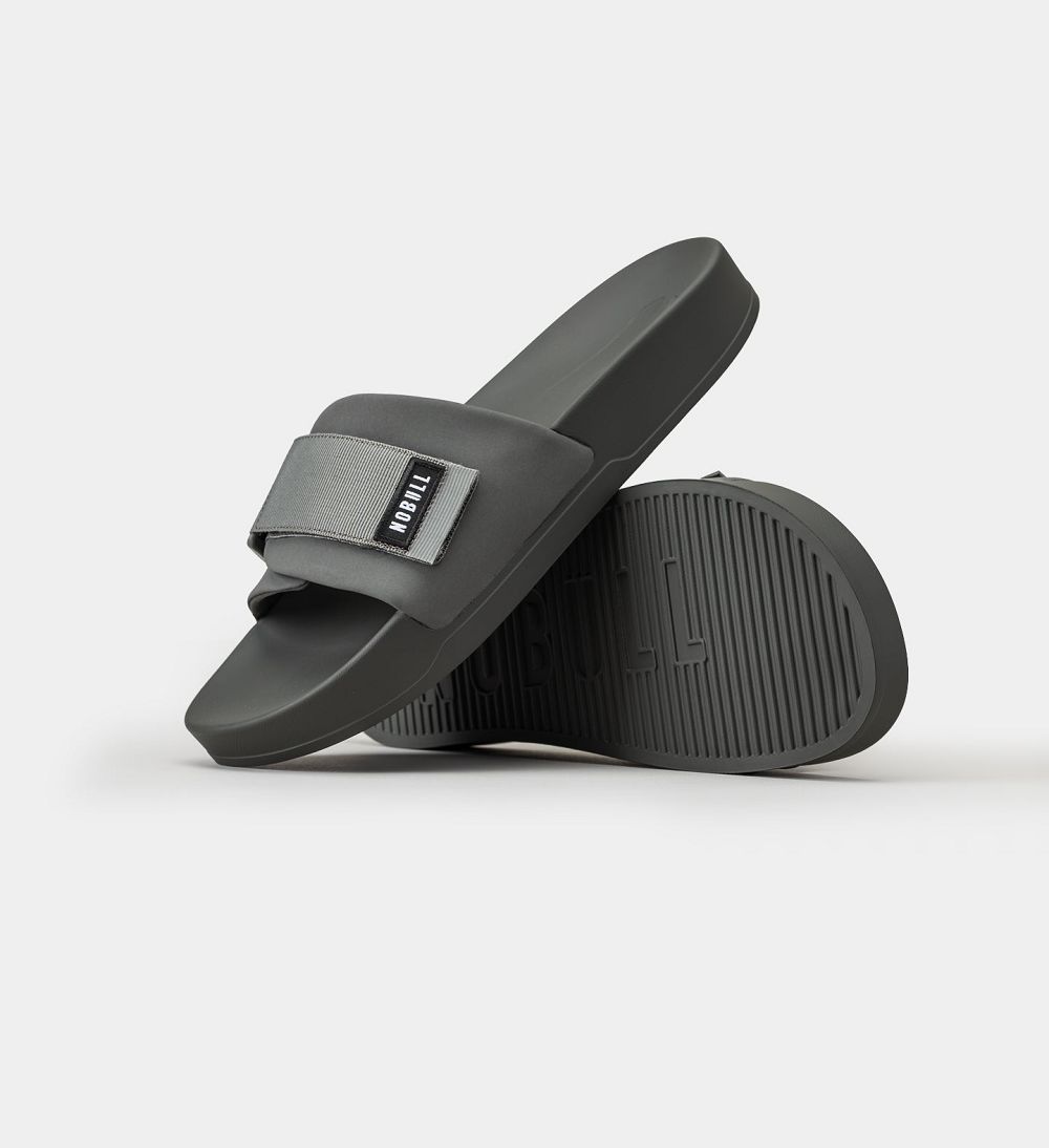 Men NOBULL Adjustable Slides Dark Grey | LTZIP-7095