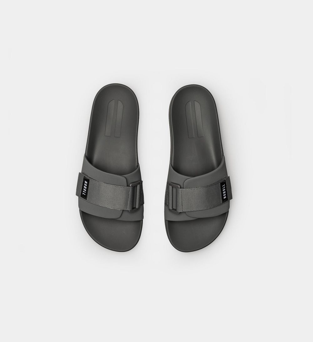 Men NOBULL Adjustable Slides Dark Grey | LTZIP-7095