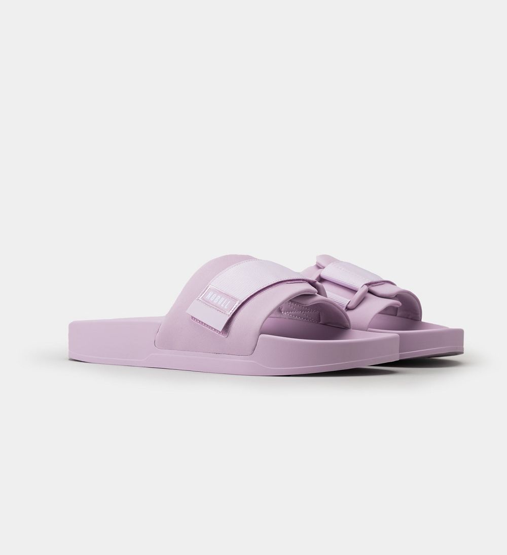 Men NOBULL Adjustable Slides Pastel Purple | ZSNOC-9624