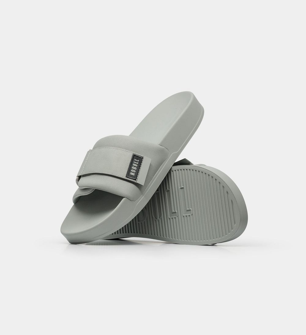 Men NOBULL Adjustable Slides Silver | TXHKC-8290