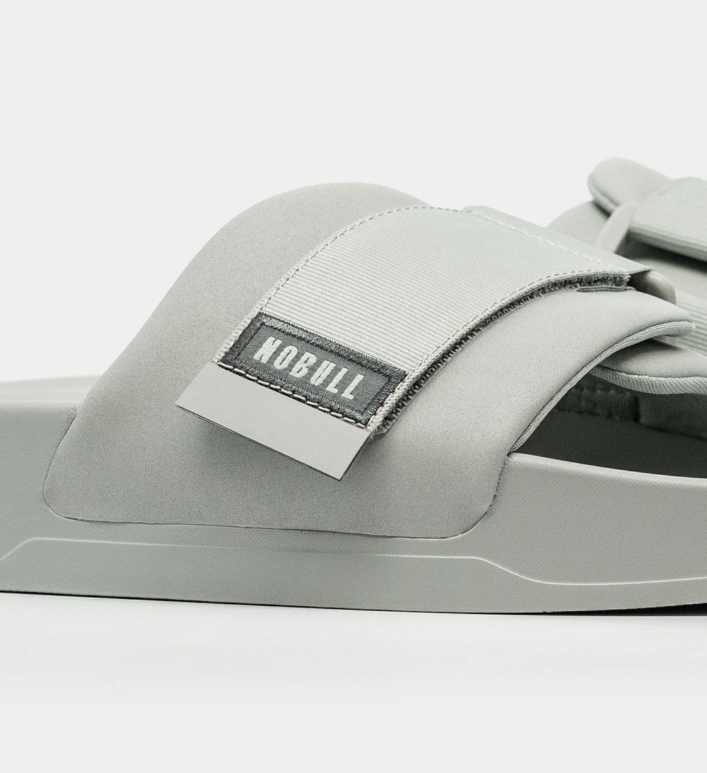 Men NOBULL Adjustable Slides Silver | TXHKC-8290