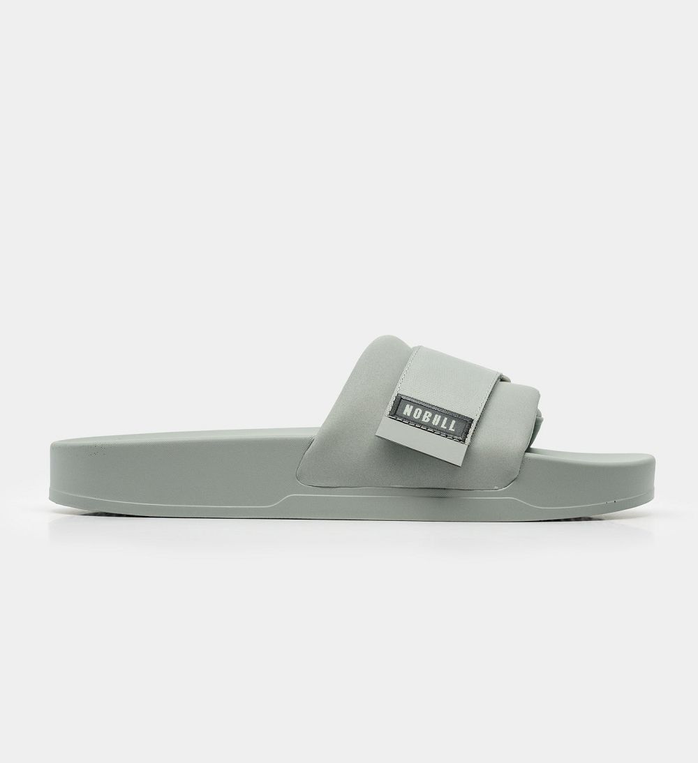 Men NOBULL Adjustable Slides Silver | TXHKC-8290