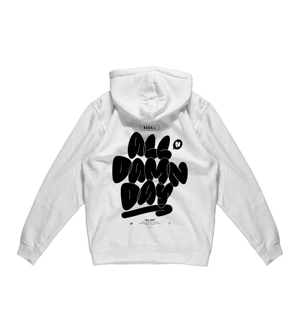 Men NOBULL All Damn Day Bubble Hoodie White | SWFXE-0269