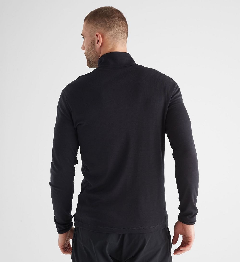 Men NOBULL Blended Merino Wool 1/4 Zip Pullover Black | PORXB-2530