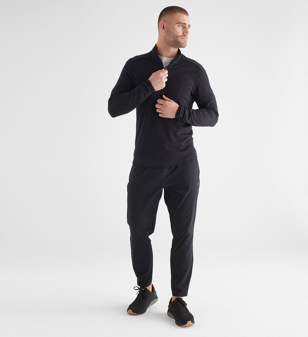 Men NOBULL Blended Merino Wool 1/4 Zip Pullover Black | PORXB-2530