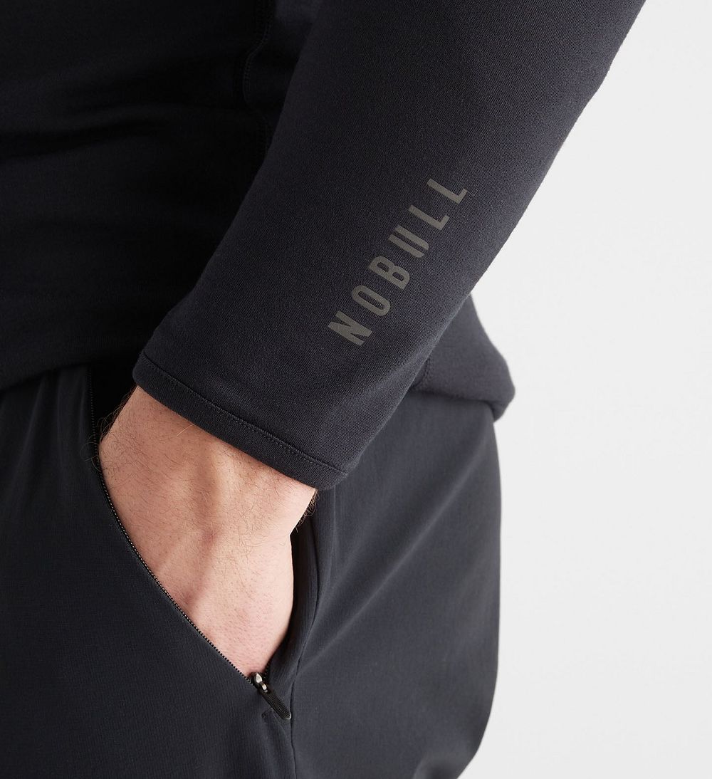 Men NOBULL Blended Merino Wool 1/4 Zip Pullover Black | PORXB-2530