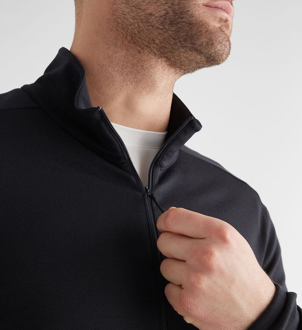 Men NOBULL Blended Merino Wool 1/4 Zip Pullover Black | PORXB-2530