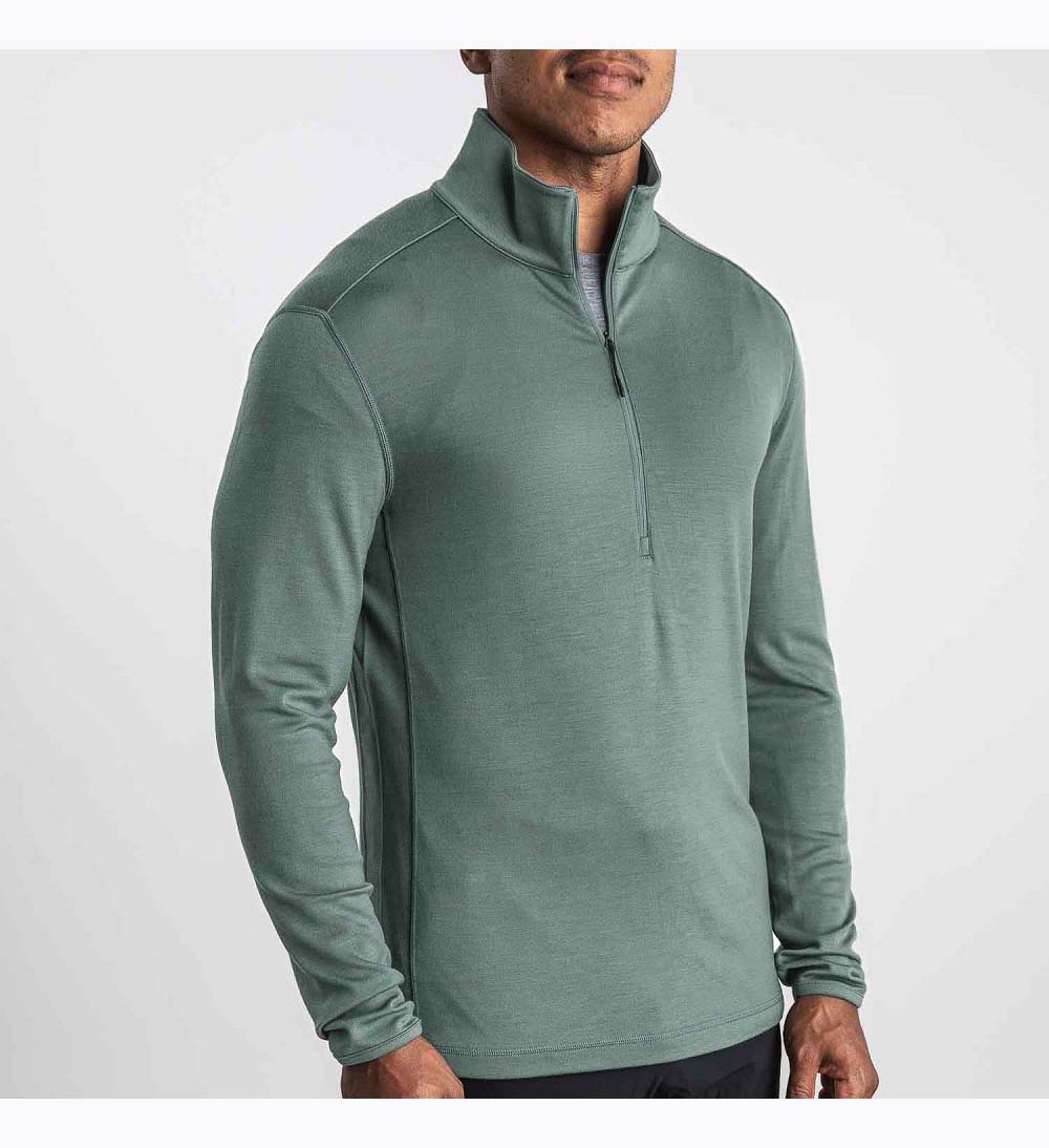 Men NOBULL Blended Merino Wool 1/4 Zip Sweatshirt Dark Grey | FZNOD-7403