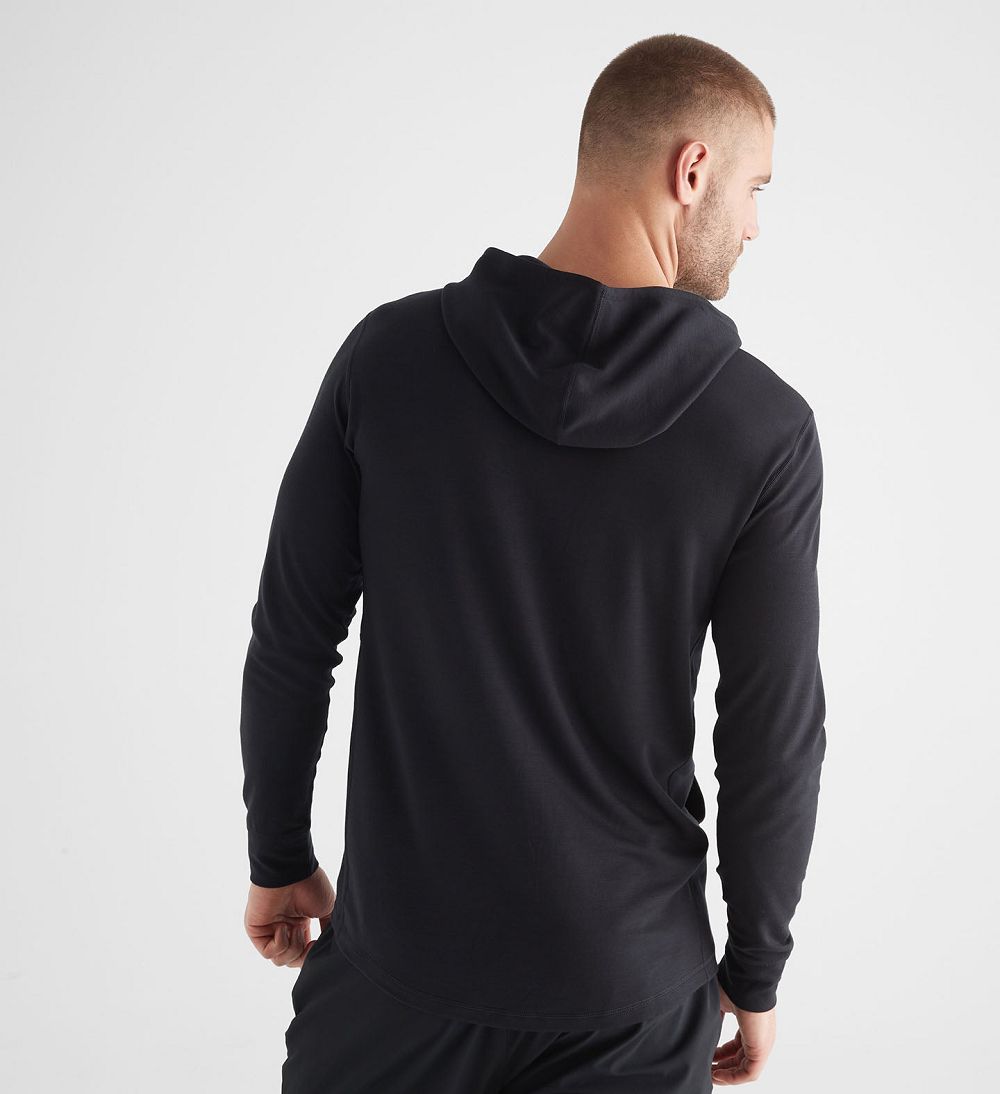 Men NOBULL Blended Merino Wool Hoodie Black | NMPRV-7938