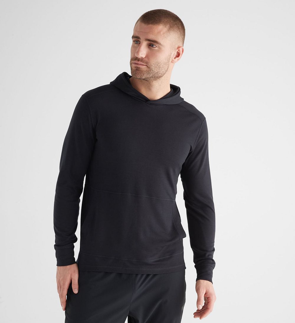 Men NOBULL Blended Merino Wool Hoodie Black | NMPRV-7938