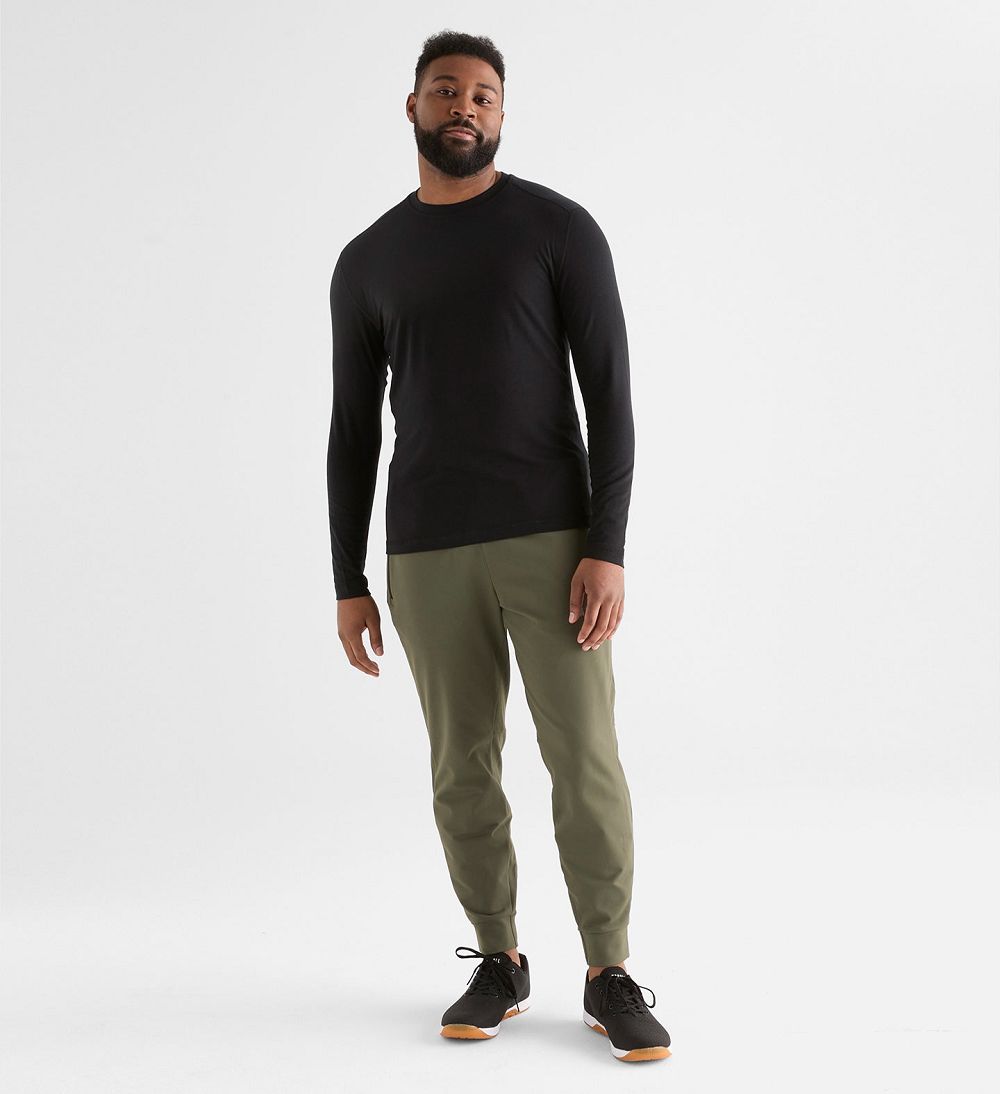 Men NOBULL Blended Merino Wool Long Sleeve T-Shirt Black | TNHFI-4267