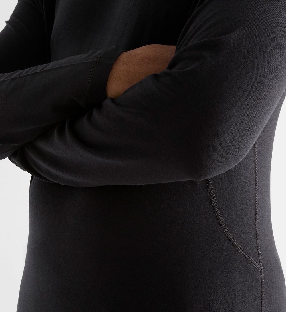 Men NOBULL Blended Merino Wool Long Sleeve T-Shirt Black | TNHFI-4267