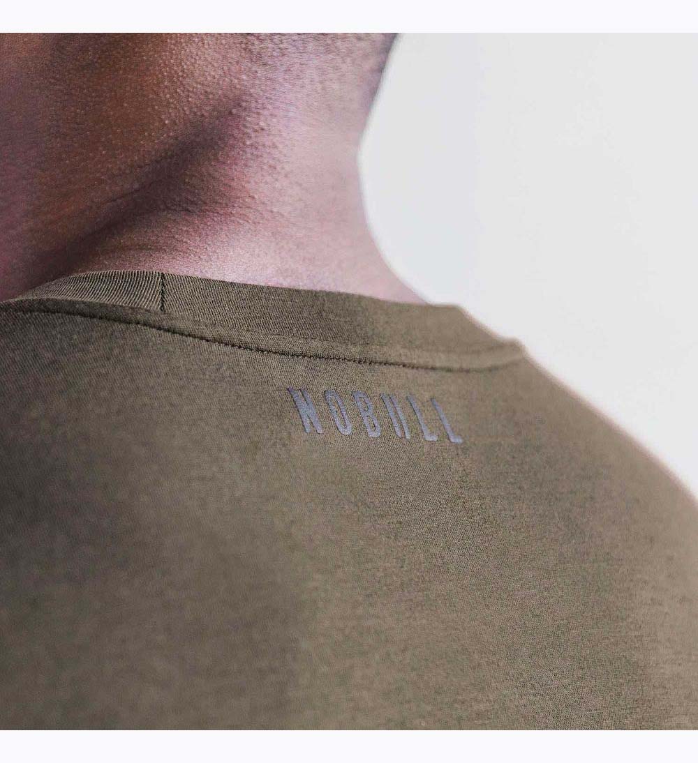 Men NOBULL Blended Merino Wool Long Sleeve T-Shirt Army Green | JPCIO-0521