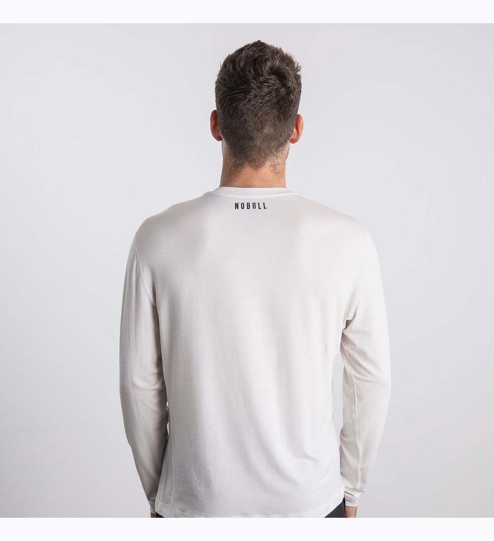 Men NOBULL Blended Merino Wool Long Sleeve T-Shirt White | MXSTL-8402