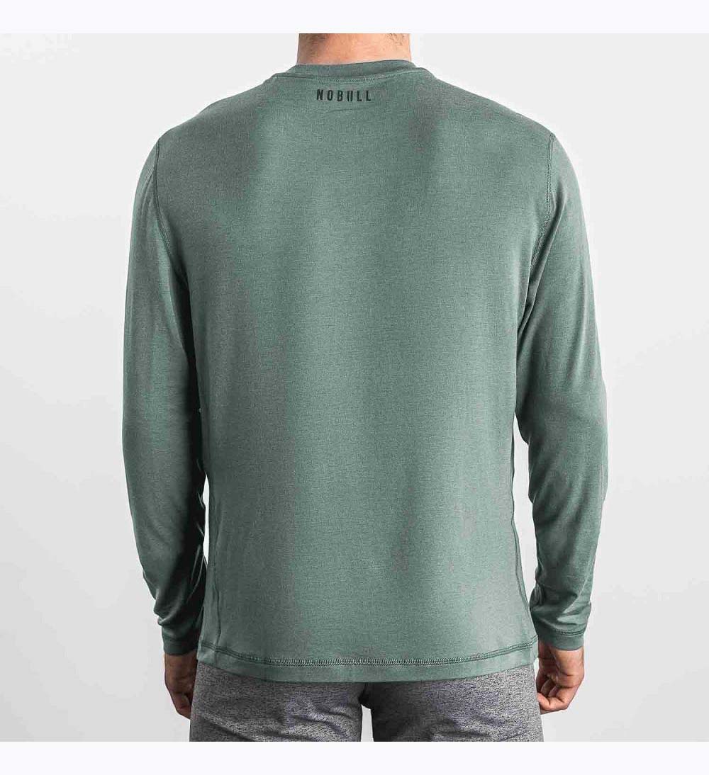 Men NOBULL Blended Merino Wool Long Sleeve T-Shirt Dark Grey | SGIDE-7219