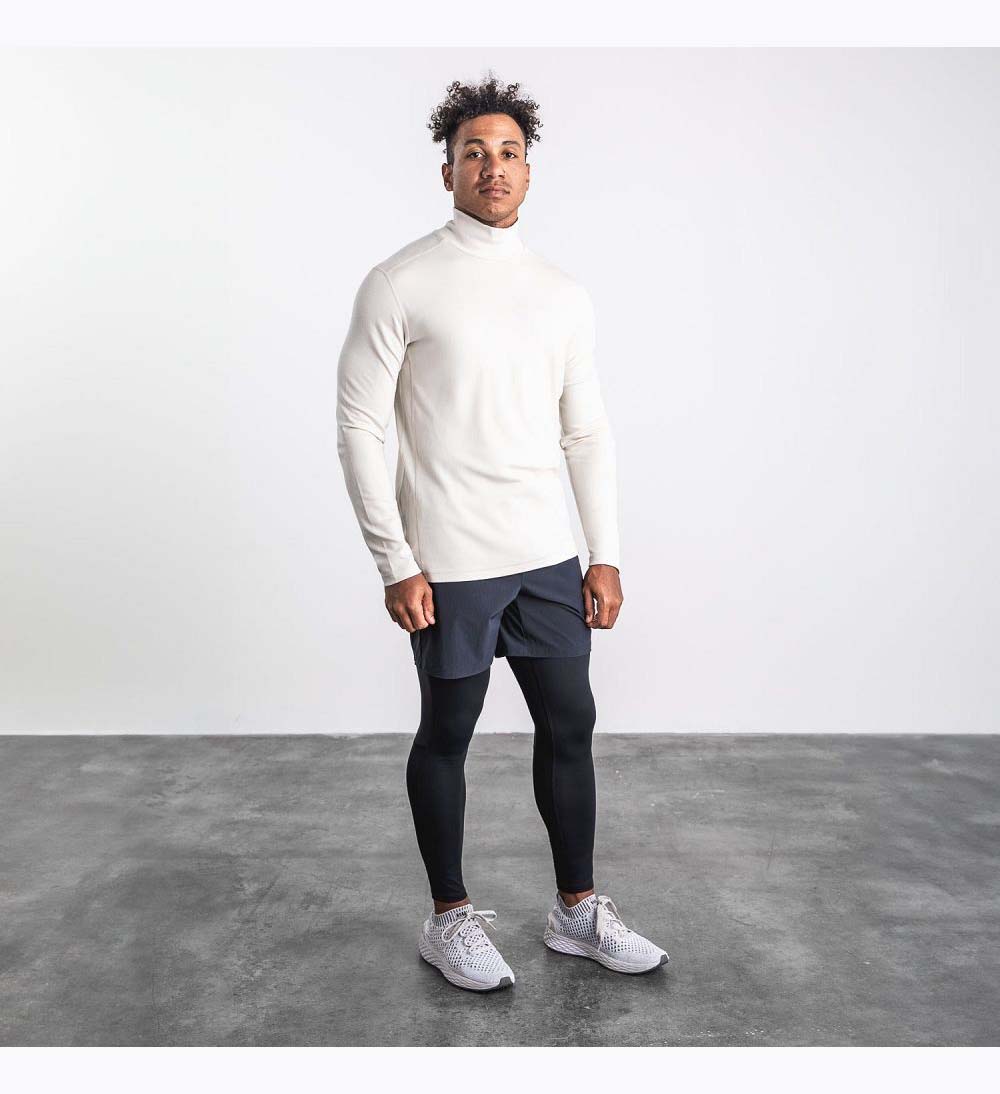 Men NOBULL Blended Merino Wool Mock Neck Pullover White | YWJMG-9857