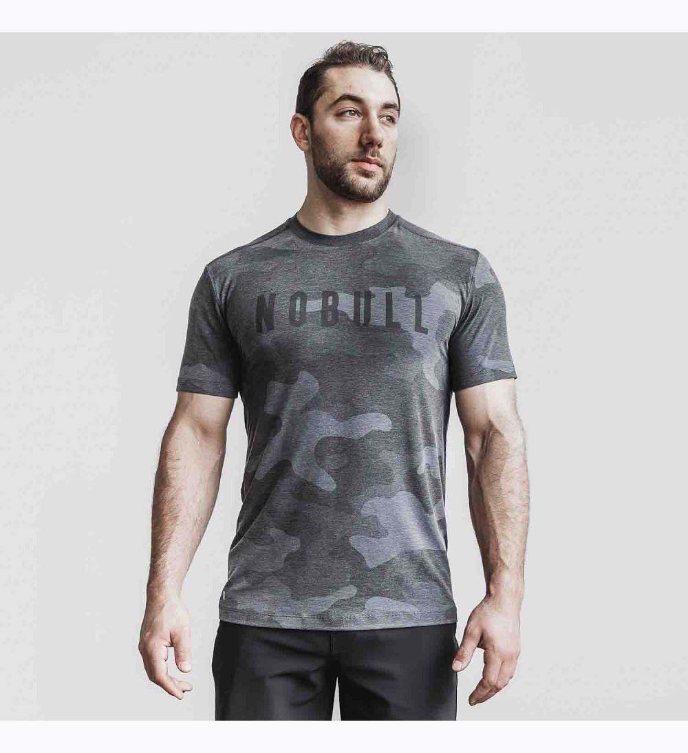 Men NOBULL Camo T-Shirt Charcoal Camo | OSPHL-1083