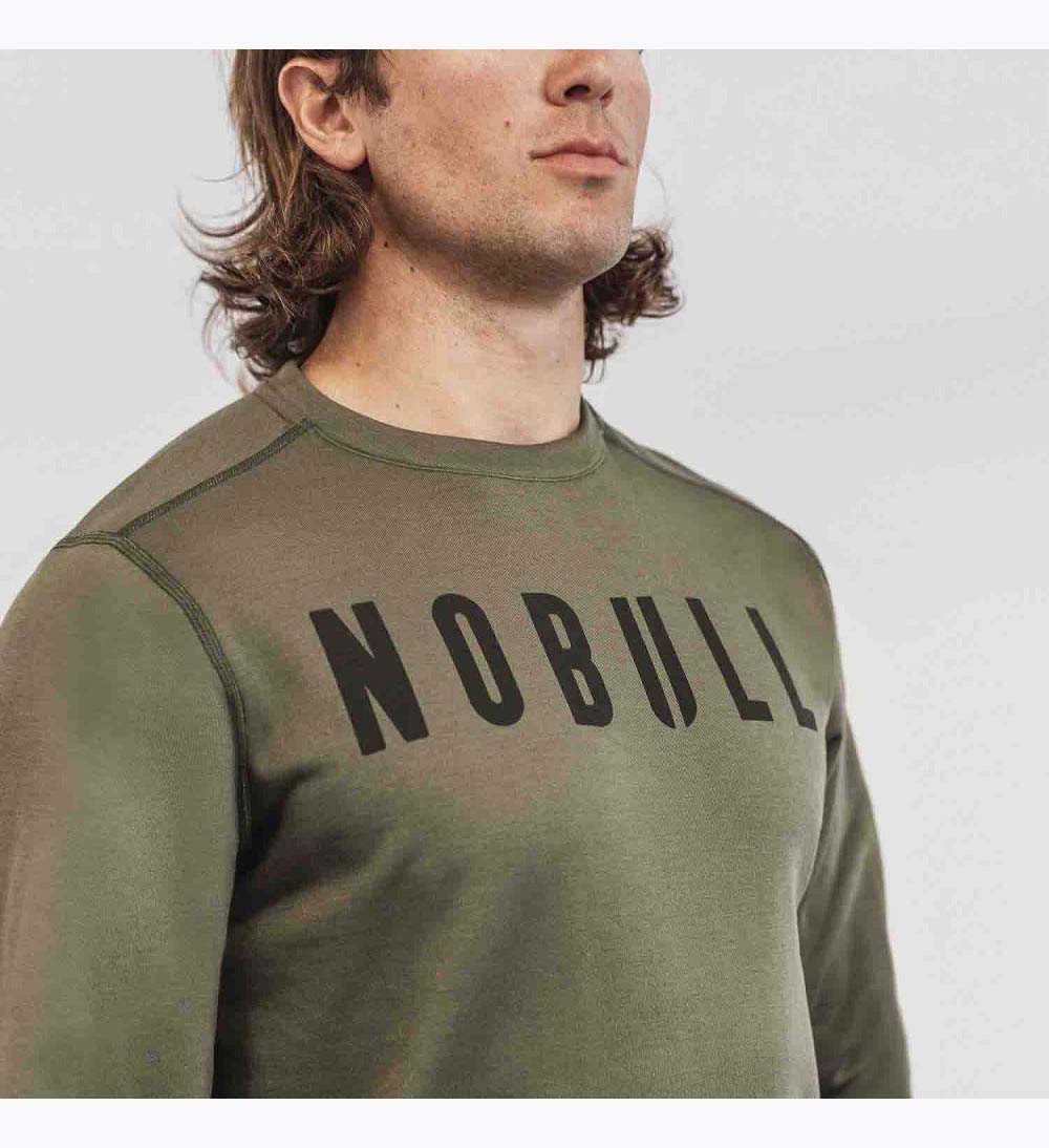 Men NOBULL Crew Sweatshirt Army Green | MSNPW-6952