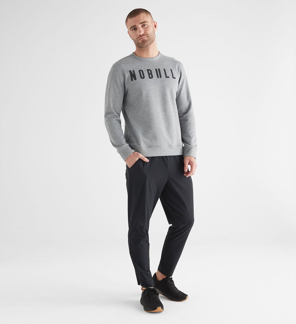 Men NOBULL Crew Sweatshirt Heather Grey | BJDAH-8645