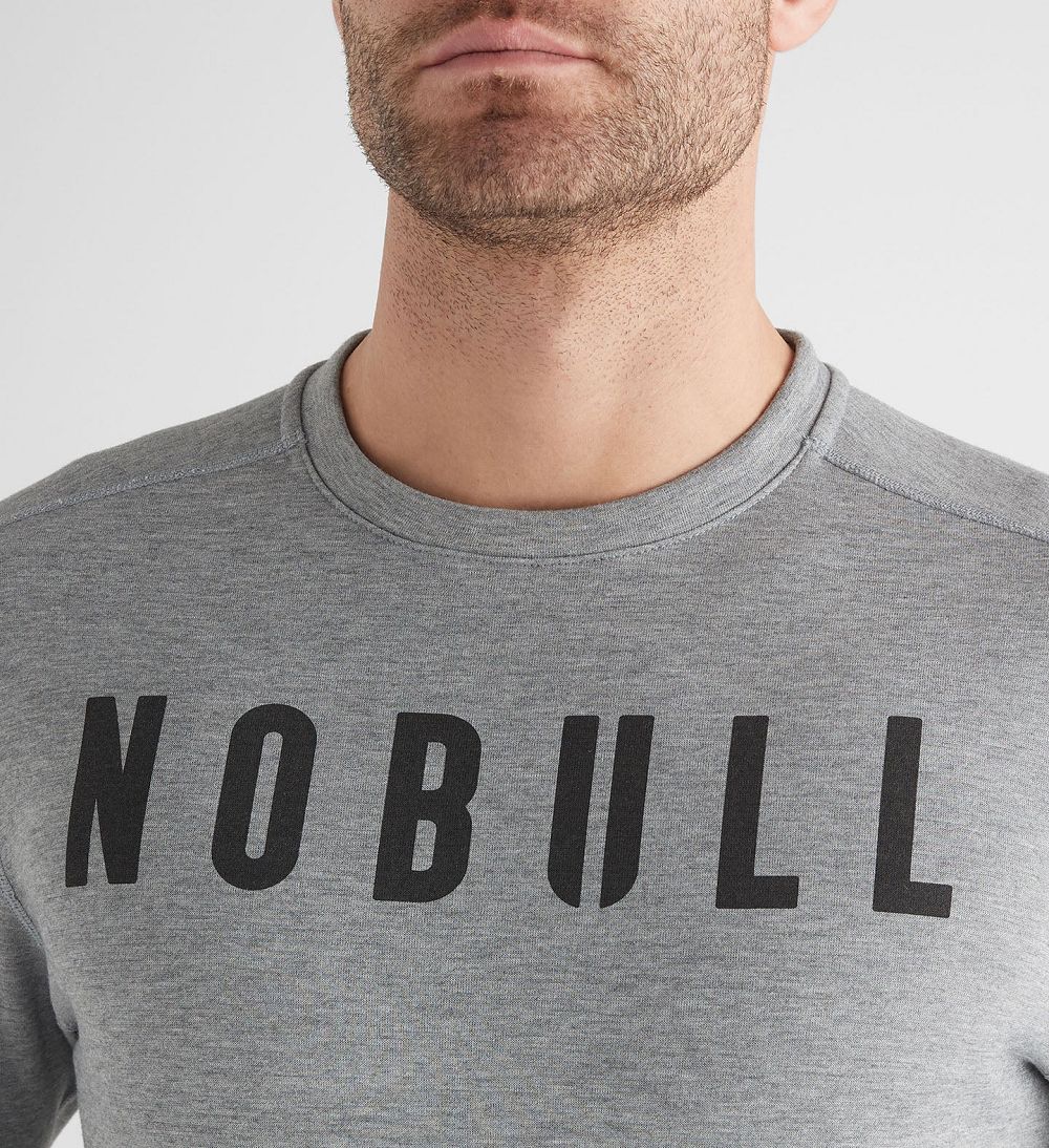 Men NOBULL Crew Sweatshirt Heather Grey | BJDAH-8645