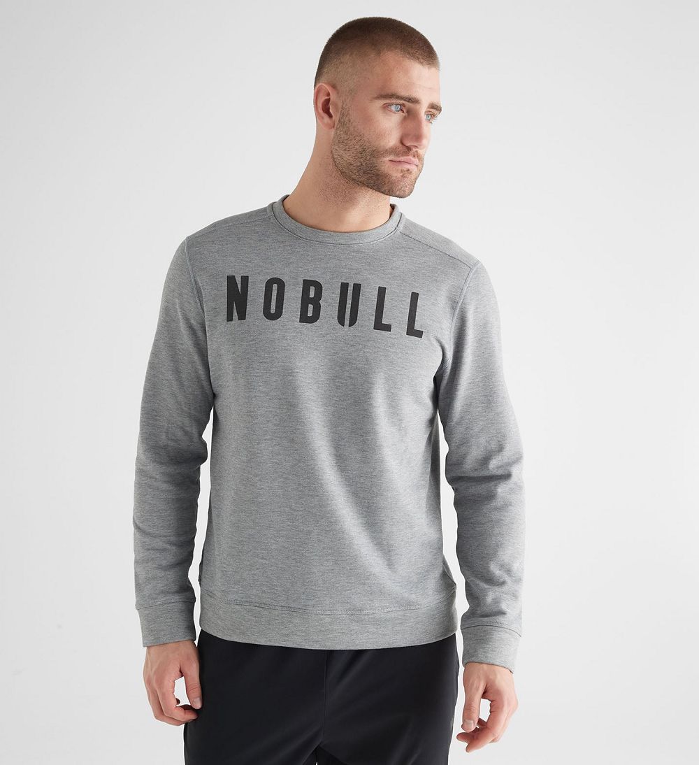 Men NOBULL Crew Sweatshirt Heather Grey | BJDAH-8645