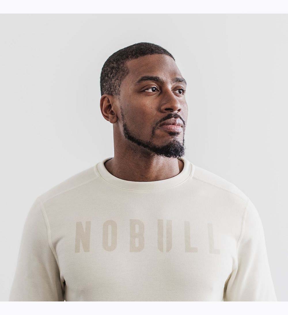 Men NOBULL Crew Sweatshirt Ivory | GAXTF-5132