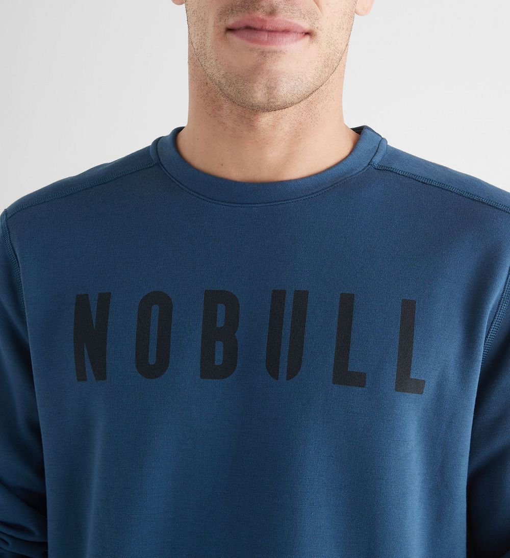 Men NOBULL Crew Sweatshirt Navy | KPCIG-4936