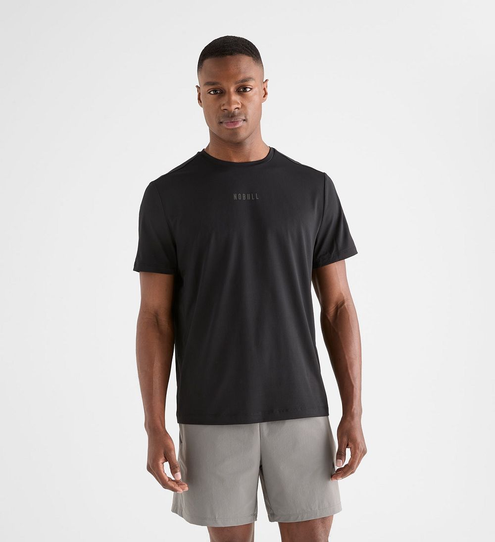 Men NOBULL Deltapeak® Micro Textured T-Shirt Black | DHYUK-4607