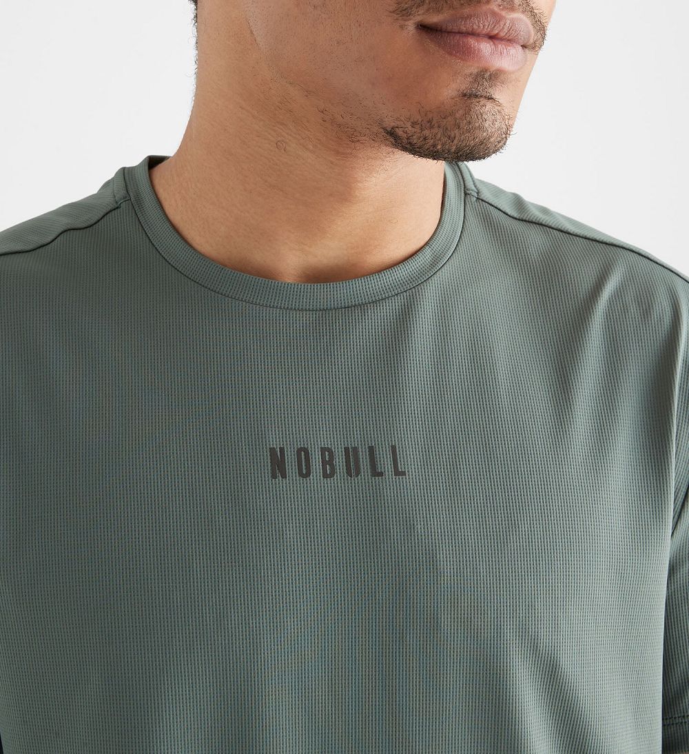 Men NOBULL Deltapeak® Micro Textured T-Shirt Dark Grey | NGCJR-8204