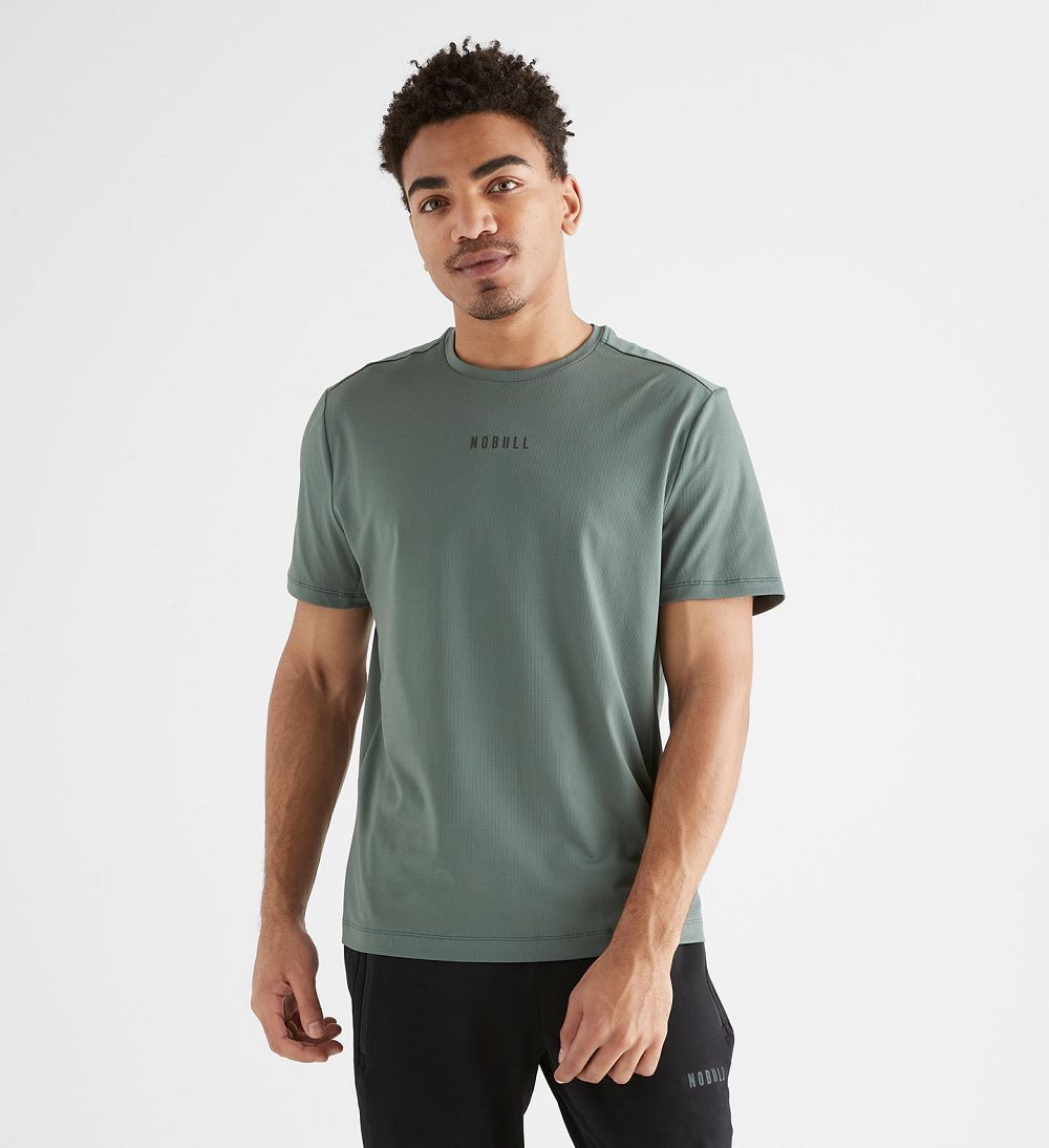 Men NOBULL Deltapeak® Micro Textured T-Shirt Dark Grey | NGCJR-8204