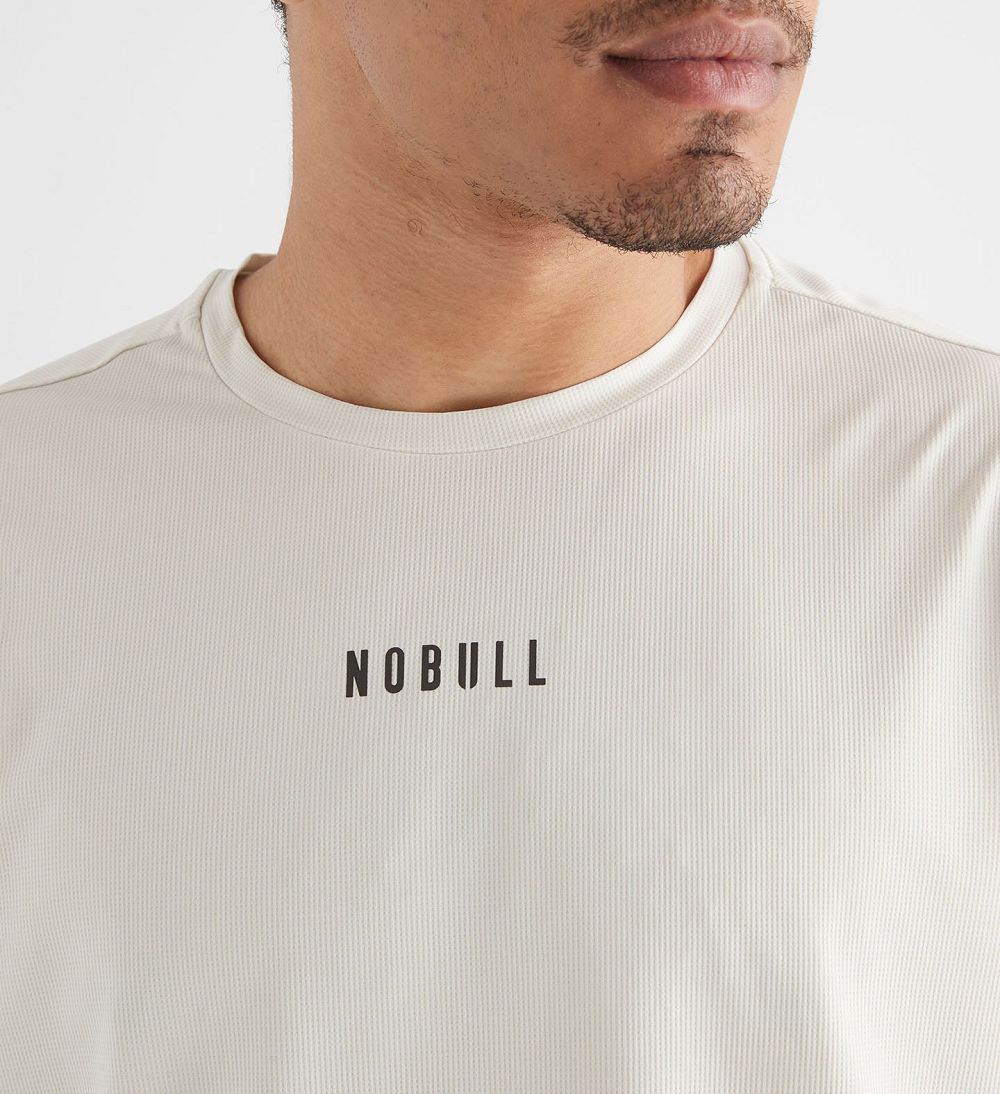 Men NOBULL Deltapeak® Micro Textured T-Shirt White | AFCZU-5869