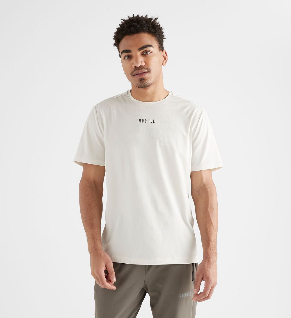 Men NOBULL Deltapeak® Micro Textured T-Shirt White | AFCZU-5869