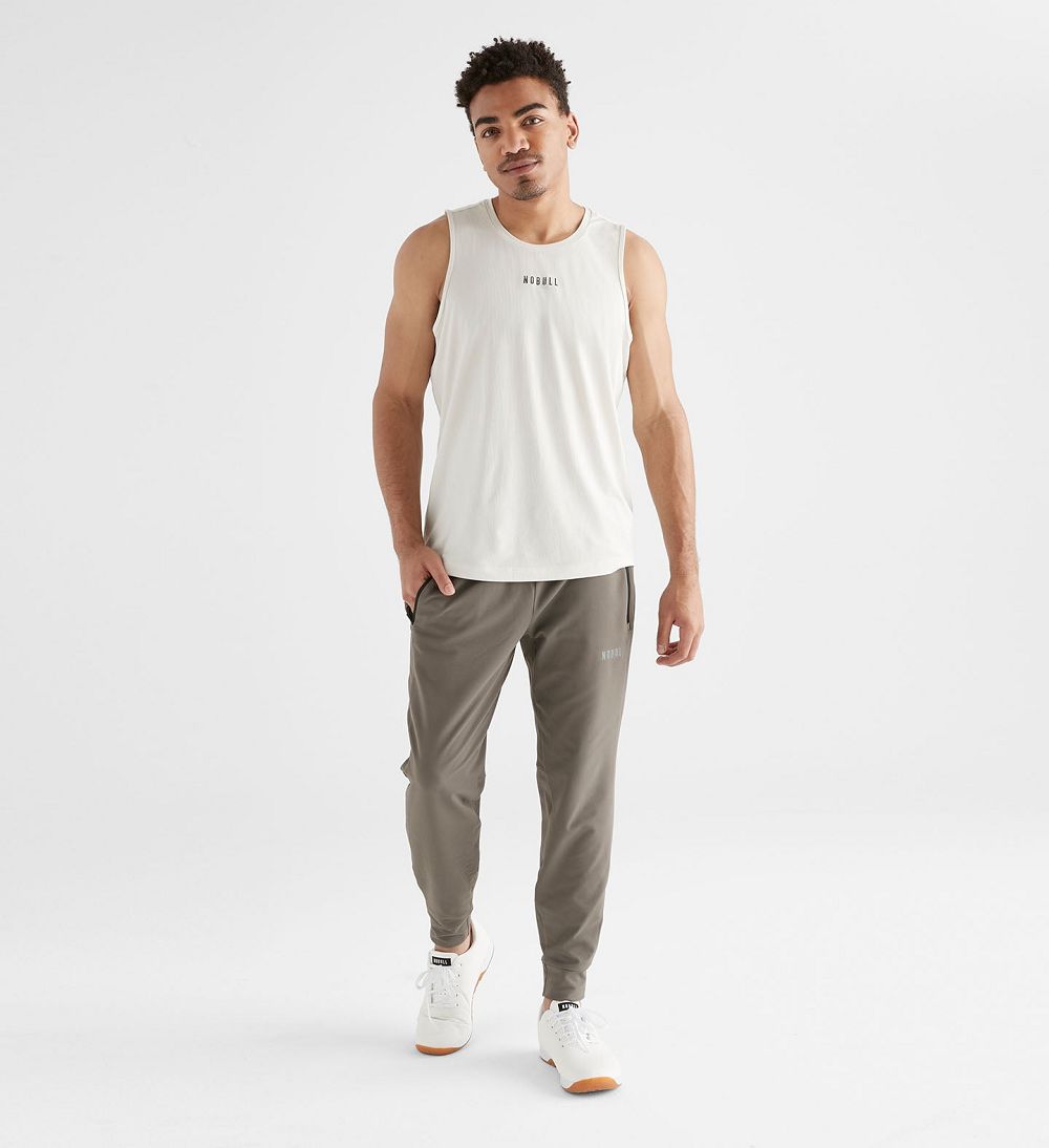 Men NOBULL Deltapeak® Micro Textured Tanks White | SFZNX-7416