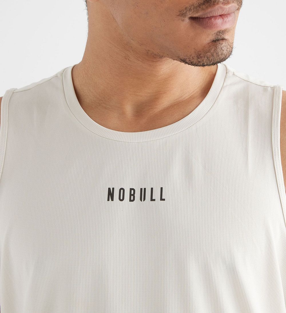 Men NOBULL Deltapeak® Micro Textured Tanks White | SFZNX-7416