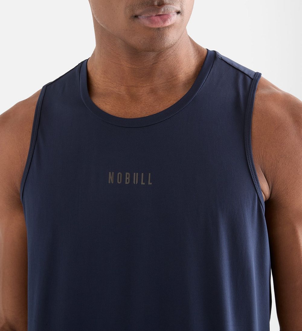 Men NOBULL Deltapeak® Micro Textured Tanks Night Navy | FOYZK-0381